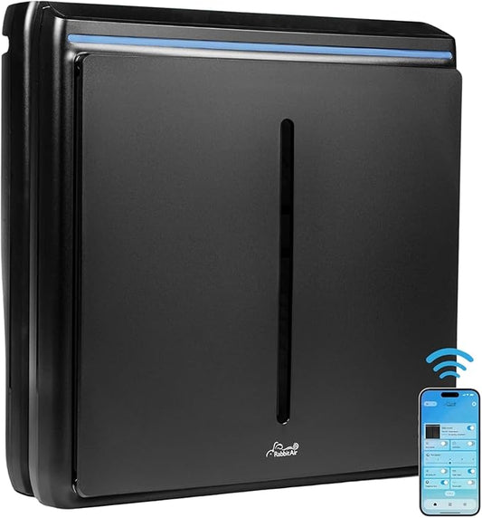 Rabbit Air, A3 SPA-1000N Air Purifiers for Home, Ultra Quiet HEPA Air Purifier - Wall Mountable Air Purifiers for Home Large Room, Allergies, Dust, Mold, Smoke & VOCs - (Black, Toxin Absorber Filter)