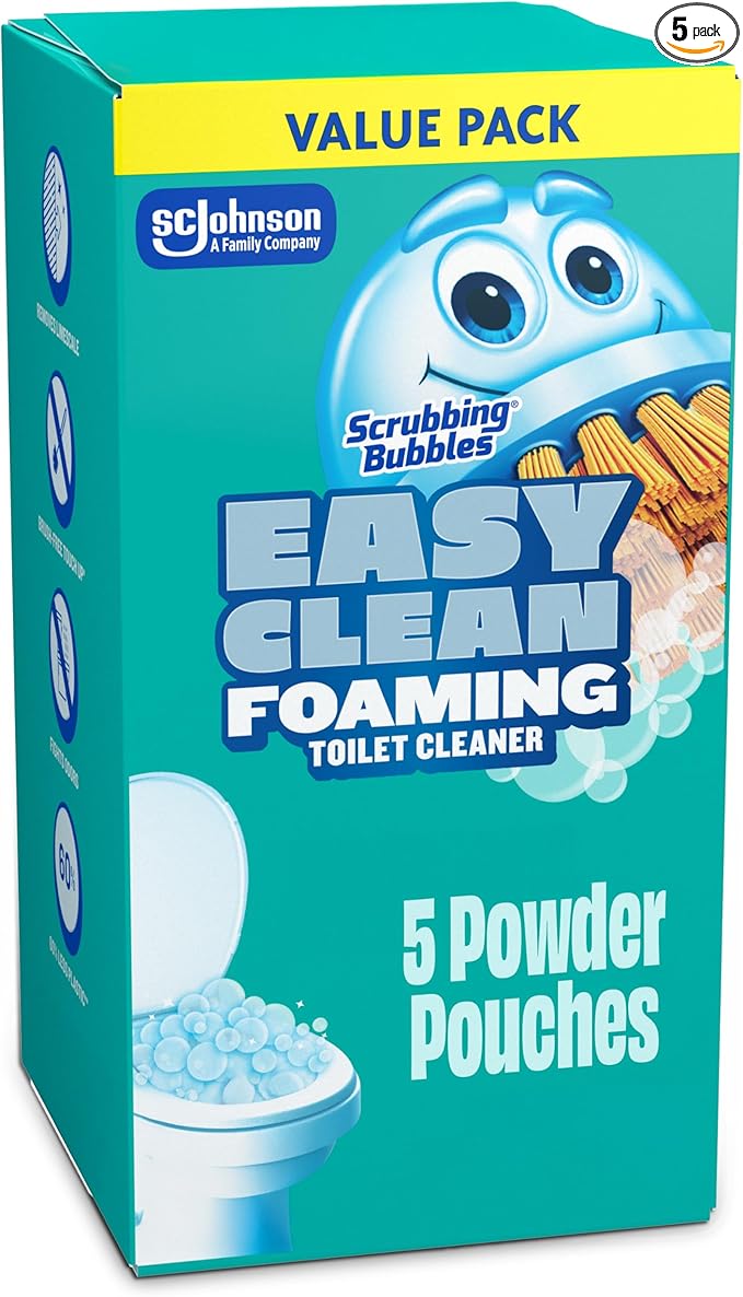 Scrubbing Bubbles Easy Clean Foaming Toilet Bowl Cleaner, Easy Toilet Drop In Powder Pouches, 100g (5 Pouches)