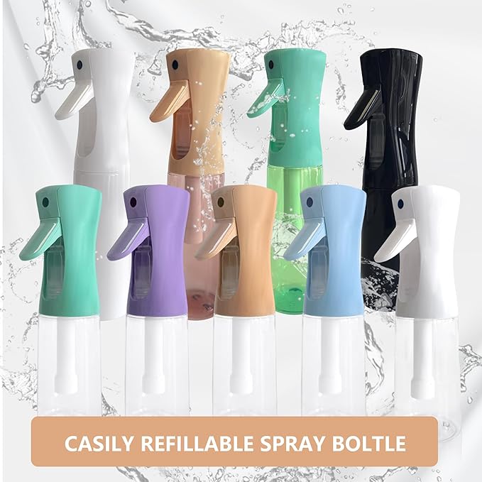 Spray Bottle for Hair Continuous Ultra Fine Mist (300ml) 360° Multi Spray Bottle for Plants, Cleaning, Skin Care Leakproof & Durable 2 Pack