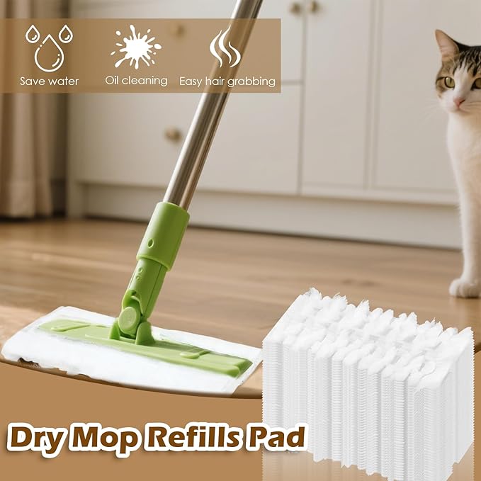 100 Count Dry Sweeping Cloths Compatible with Swiffer Sweeper Mop, Heavy Duty Pet Sweeping Pads Refills, Disposable Duster Mop Pads Refills for Hardwood Floor Dust and Pet Hair Cleaning