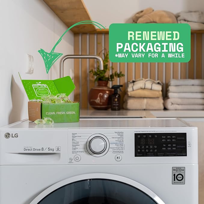 Laundry Detergent Pods, 32 Count, Fresh Scent, Eco Friendly, Biodegradable, HE Compatible, Powerful Stain & Odor Removal, Skin Friendly