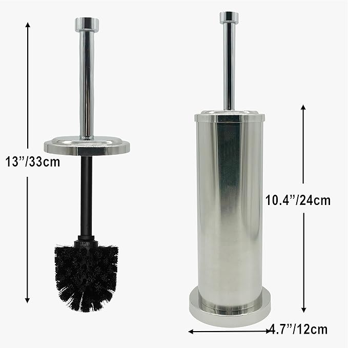 Brushed Nickel Toilet Bowl Brush with Holder, Durable Bathroom Cleaning Tool, Modern Design for Easy Toilet Maintenance, Bathroom Cleaner Brush for Efficient Cleaning and Hygiene