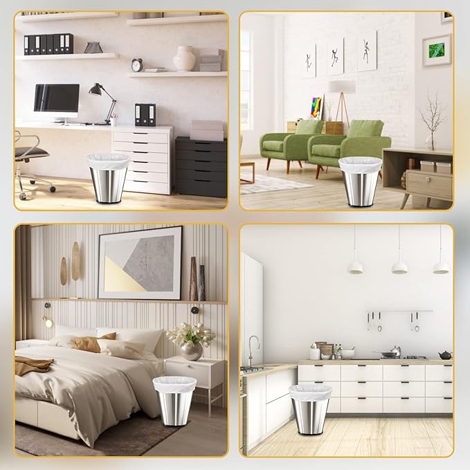 105 Count Small Trash Bags, 4 Gallon Garbage Can Liners - Unscented Wastebasket Trash Bags for Bathroom, Kitchen, Bedroom, Cleaning Supplies (15 Liter)