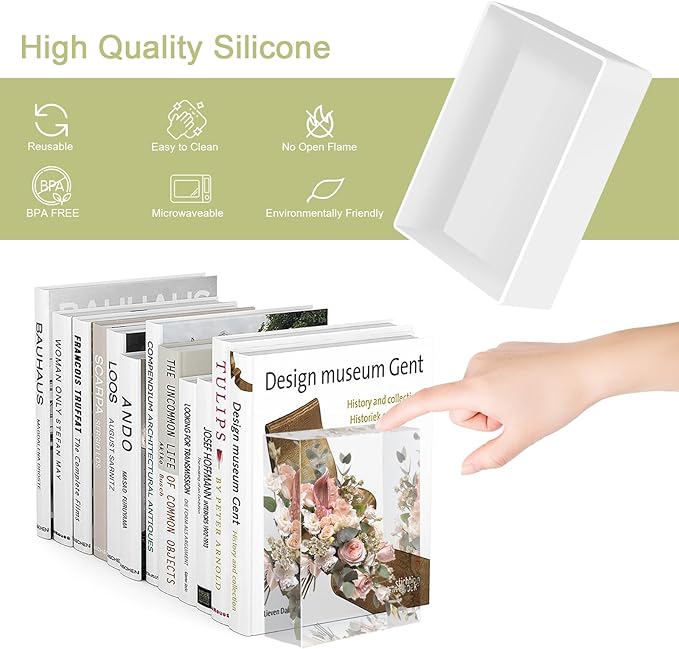 Large Resin Molds, Rectangle Silicone Molds for Epoxy Resin, 5 PCS Cuboid Resin Moulds with Wooden Support, Deep Casting Molds for Preserving Flowers, Insect Specimens, DIY Gifts, Furniture Decoration