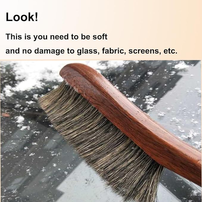 Hand Broom Counter Duster Dusting Brush for Home Cleaning, Soft Dust Brush with Long Wooden Handle for Bed Sofa Furniture Couch Bench Car, 15''Length