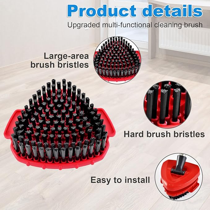 2 Pack Upgrade Scrub Brush Replace Heads Compatible with O Cedar EasyWring RinseClean 2 Tank Spin Mop, Scrubber Brush Mop Head for Ocedar Mop Scrub Brush of Hard Bristle to Floor Clean, Not for 1 Tank