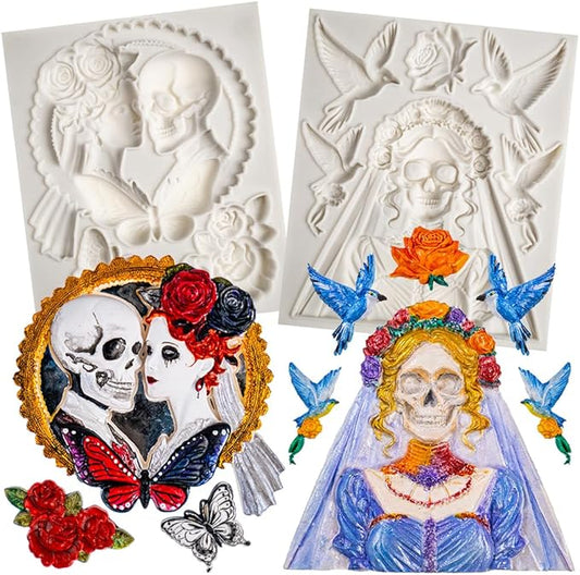 Skeleton Bride and Groom Clay Molds for Crafts