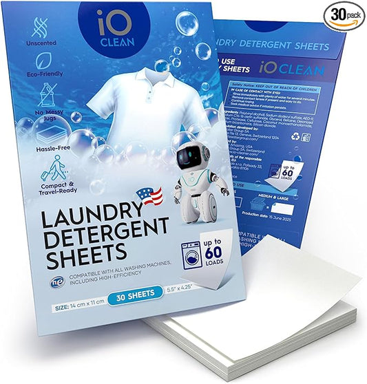 Eco-Friendly Laundry Detergent Sheets – 30 Pack | Ultra-Concentrated & Hypoallergenic | Biodegradable & Travel-Friendly | Zero-Waste Laundry Strips for Fresh, Powerful Cleaning