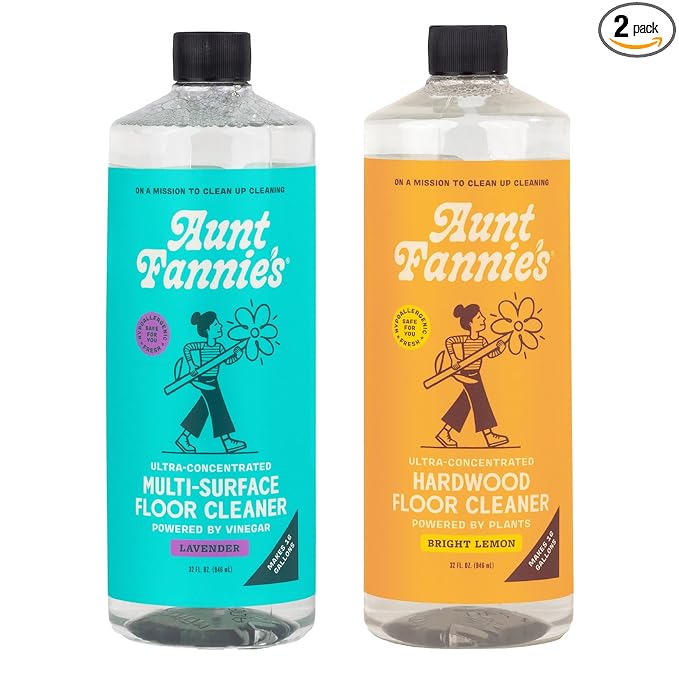 Aunt Fannie's Bundle: Floor Cleaner Vinegar Wash (Lavender) + Hardwood Floor Cleaner (Lemon)