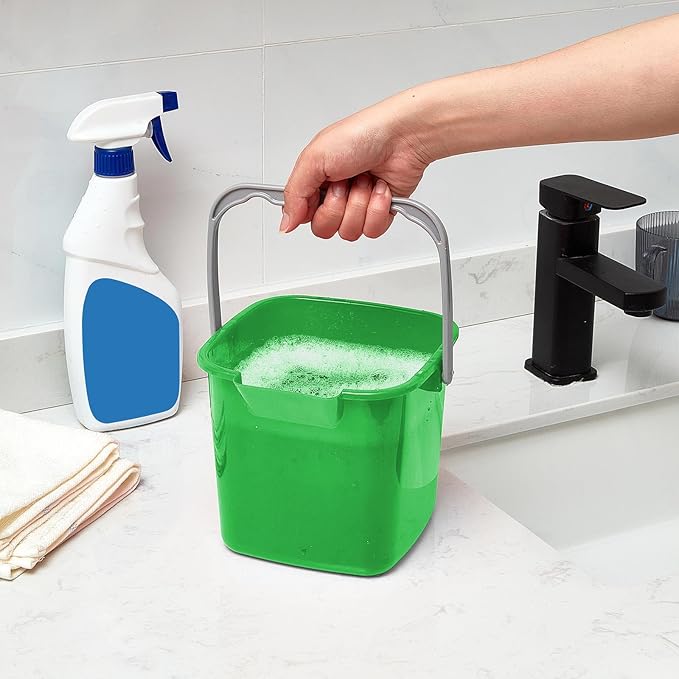 Irenare 16 Pcs Sanitizing Bucket 3 Quart Cleaning Pail Small Detergent Square, Spout and Handle Plastic Utility Sanitizer Buckets for Restaurant Kitchen Home Offices (Multicolor)