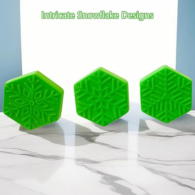 Hexagon Snowflakes Silicone Molds for Chocolate, Gummy Candy, Wax Melts and Ice Cube Tray with Scraper
