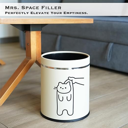 Juju Cat Trash Can - Cat Decor Garbage Can - Small Waste Basket for Bedroom - Garbage Bin Trashcan - Wastebasket Dustbin Trash Cans (Bye)