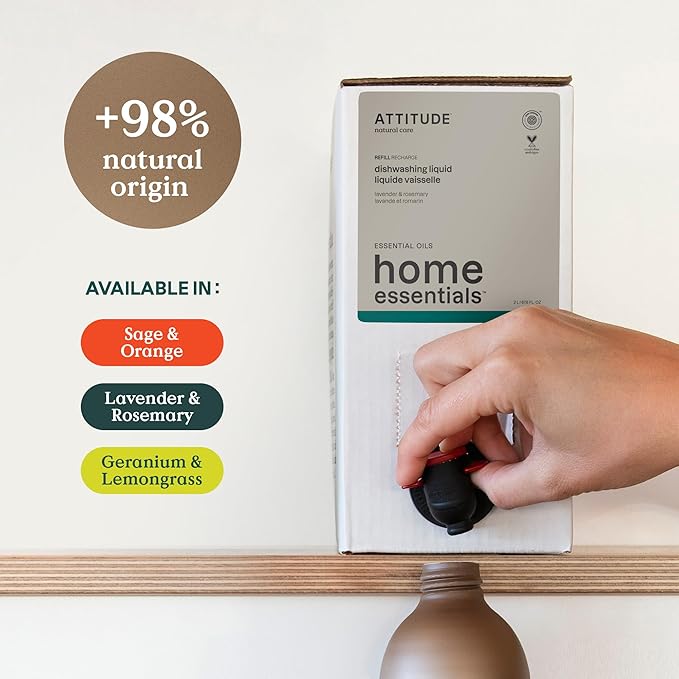 ATTITUDE Dish Soap, EWG Verified, Plant and Mineral-Based Ingredients, Vegan and Cruelty-free Household Products, Orange and Sage, 67.6 Fl Oz (Pack of 4)