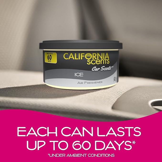 California Scents Can Air Freshener and Odor Neutralizer, Set of 12 Spillproof Cans for Home and Car, Stocking Stuffers, Assorted Scents, 1.5 Oz Each (Packaging May Vary)