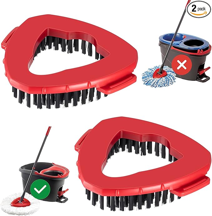 2 Pcs Scrub Brush Replacement Head for O Cedar EasyWring Spin Mop 1 Tank System, Shower Floor Scrubber, Microfiber Triangle Hard Bristle Cleaning Brush for Bathroom Kitchen Pool, Glass and Tile Walls