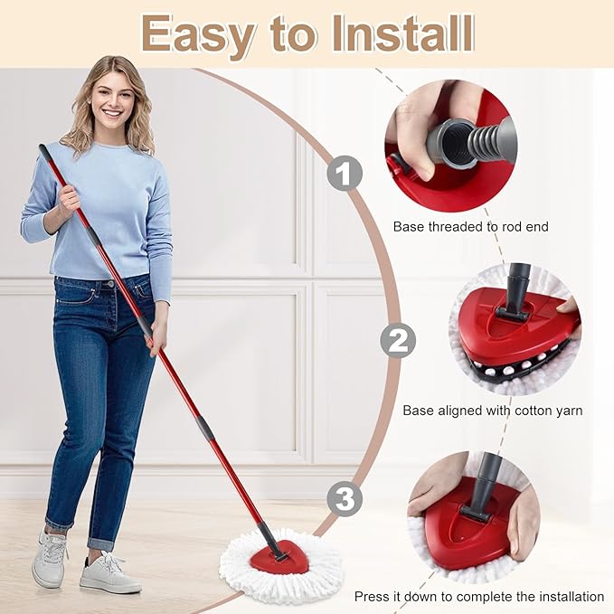 Mop Replace Head for O Cedar, 7 Pack Mop Heads Replacements for Ocedar, Spin Mop Head for Ocedar Easy Wring 1 Tank System, Include 4 Pack Spin Mop Refills & 2 Scrubber Mop Head & 1 Mop Base