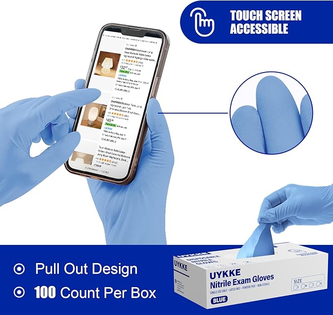 Nitrile Disposable Gloves 4 Mil Nitrile Cleaning Gloves Latex Free for Food Prep, Cooking,Lab,Home,Salon&Tattoo