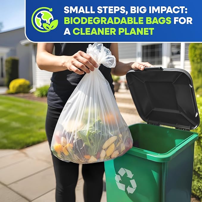 5-Gallon Compostable Trash Bags Biodegradable Trash Bags, 19.5" x 23" 0.7 Mil Can Liners 12 Rolls of 25/Roll, 300/Case