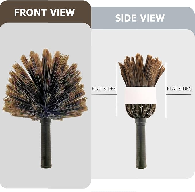 3 Pack Webster Cobweb Duster Head,Spider Web Remover Brush,Fits Standard 3/4 inch Threaded Poles, Cobweb Duster Head Attachment for Ceilings, Moldings, HVAC & Floor Vents, and Corners(3, Brown)