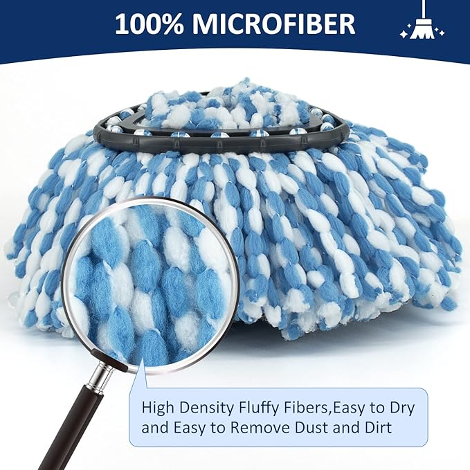 2 Pack Mop Head Replacement Compatiable with Oceda EasyWring,Mop Refill Replace Head for EasyWring Spin Mop 1 Tank Systerm - Microfiber, Easy to Replace,Deep Floor Cleaning and Machine Washable