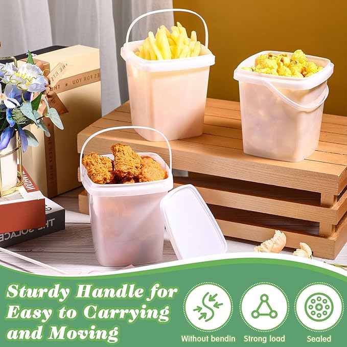 Mifoci 12 Pcs 2 Qt/ 67 Oz/ 2 L Plastic Food Containers, 0.5 Gallon Ice Cream Buckets with Lids and Handle Reusable Square Deli Containers Freezer and Microwave Safe for Kitchen Food Drinks Storage