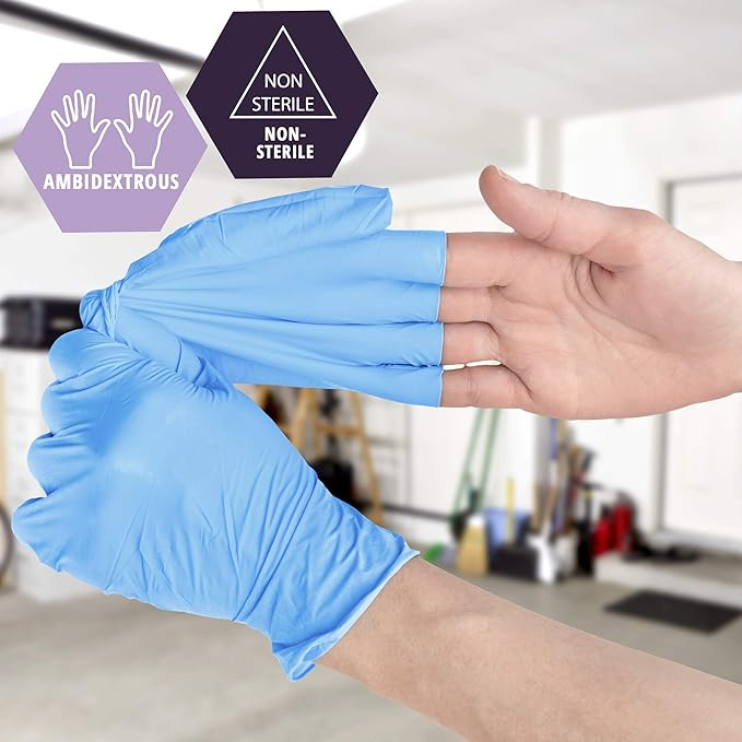 MED PRIDE Disposable Medical Vinyl Exam Gloves Single Use Nitrile-Vinyl Blend Exam Gloves, Large 100 - Powder Free, Latex Free & Rubber Free - Single Use Non-Sterile Protective Gloves