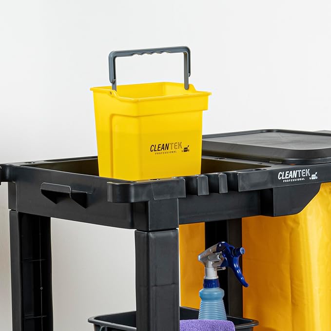 Restaurantware-Clean Tek Professional 4 Quart Cleaning Bucket, 1 Utility Pail with Handle - Heavy-Duty, Portable, Yellow Plastic Washing Pail, Perfect for Household, Outdoor, Car Wash and More