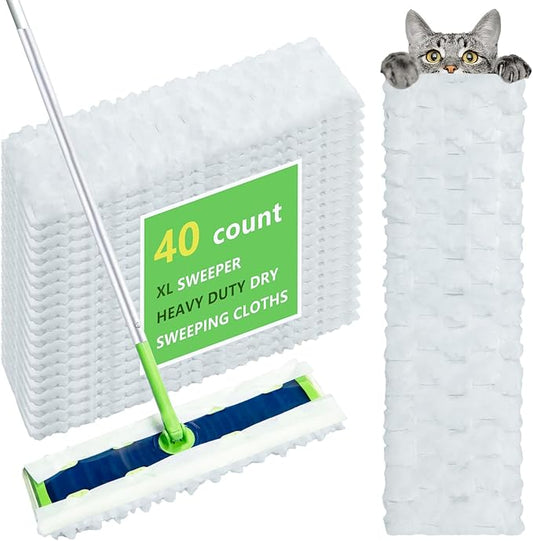 40 Count XL Heavy Duty Dry Sweeping Cloths for Swiffer Sweeper XL Mop - Disposable X-Large Pet Refill - Thickened Multi-Surface Dry Mopping Pad Refills for Floor Cleaning