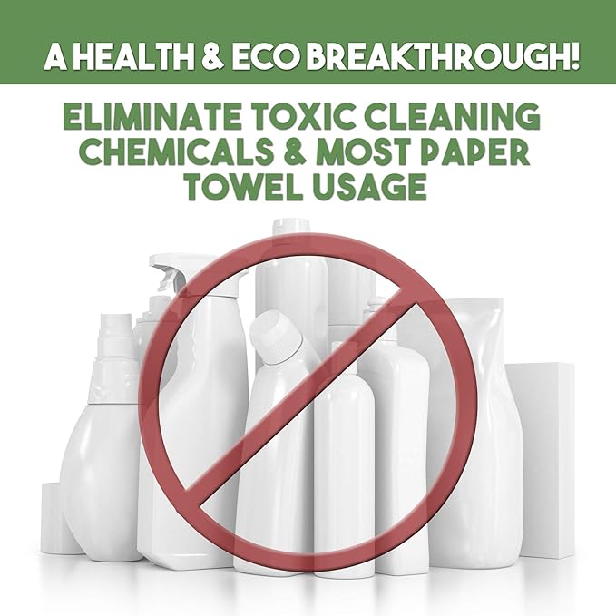 Nano Towels Cleaning Cloths - Cleans with Only Water - Wipes Away Dust, Spills & Grime Instantly Without Chemicals Paper Or Microfiber Supplies. Kitchen, Bathroom, Glass 14x14” 4-Pack Green