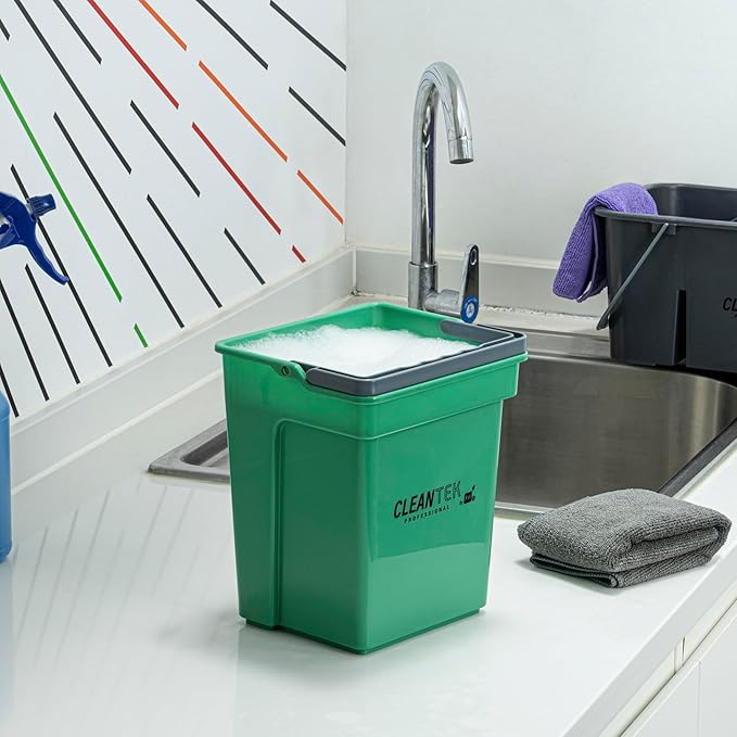 Restaurantware-Clean Tek Professional 4 Quart Cleaning Bucket, 1 Utility Pail with Handle - Heavy-Duty, Portable, Green Plastic Washing Pail, Perfect for Household, Outdoor, Car Wash and More
