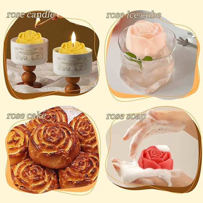Rose Silicone mold, 18 Cavity Large Rose Flower Silicone Mold for Handmade Soap Candle, Cake Chocolate Jelly Pudding Ice Cube Thanksgiving Christmas Women