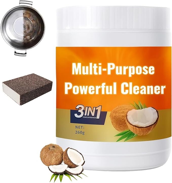 Multi Purpose Powerful Cleaner for Kitchen, 3 in 1 Coconut Oil Cleaning Paste, 3 in 1 Multi-Purpose Stainless Coconut Oil Cleaning Paste, for Oven, Pot and Stove (1)