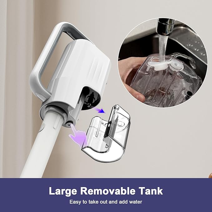 Steam Cleaner, 6 in1 Rotated Steam Mop Cleaner with 2 Modes, 2 Microfiber Pads, 400ML Removable Tank, 23FT Power Cable, Detachable Steam Mops for Floor, Laminate Floor, Tiles Cleaning (Sky White)