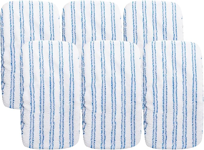 Matthew Microfiber Mop Refills Compatible with Hardwood Floor 'N More, Mop Head Replacement Reusable for Large Surface Compatible with ShMop and All 15 * 8” Flat Mops – 6Pcs Microfiber Mop Pads