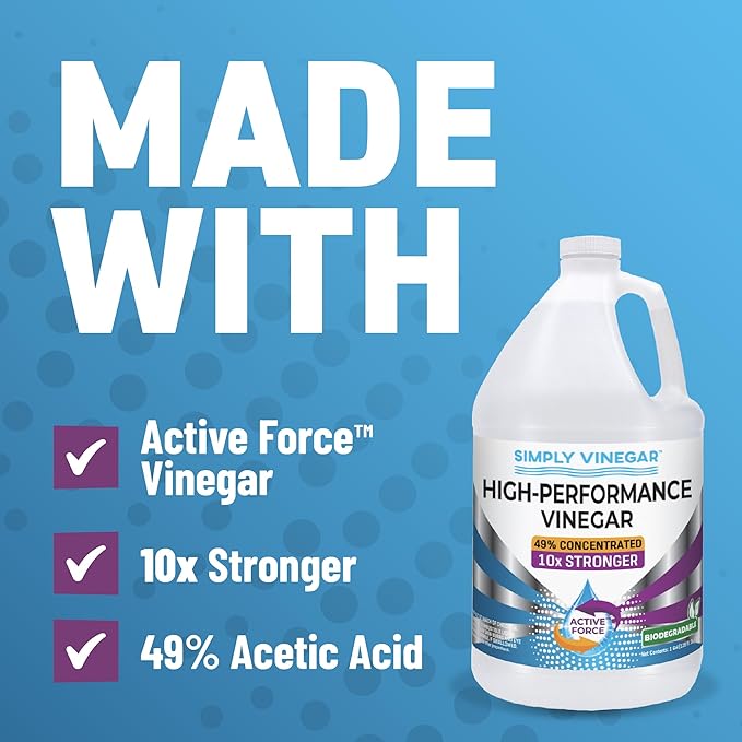 Industrial Strength 49% Vinegar – High-Performance Concentrated Cleaner for Home, Garden, Driveways & More – Biodegradable & Bleach-Free (Not for Food Use) - 128 oz (Pack of 2)