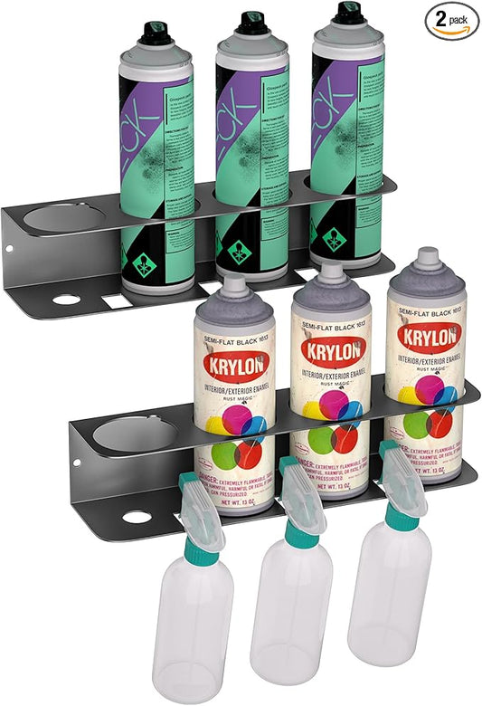 EVERHANGER Spray Can Holder, Wall Mount Spray Bottle Storage Rack Heavy Duty Spray Paint Bottle Organizer for Garage & Home, 8 Can Holes