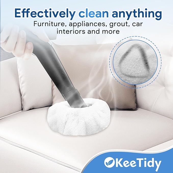 Reusable Microfiber Pads Compatible with Dupray Neat Steam Cleaner Replacement Mop Cleaning Pads, Reusable Cloths and Small Bonnets, White 8 Pack