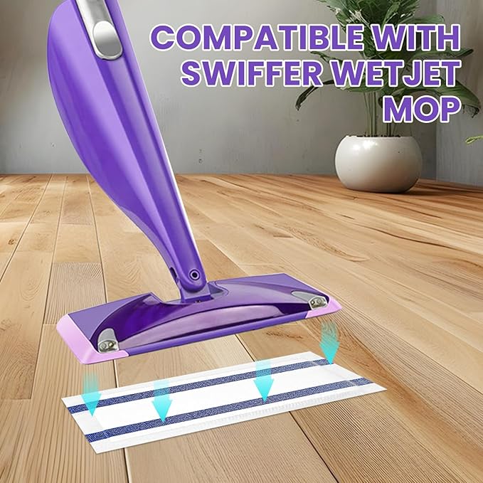 24 Count Disposable Mopping Pad Refill for Swiffer Wet Jet Spray Mop, Multi Surface Floor Cleaner Spray Mop Pads Refills for Floor Cleaning, Thickness and Absorbent