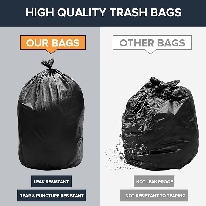 Generic 100 Pack -55-60 Gallon Heavy Duty Trash Can Bags - 2 Mil Thickness, Ultra Durable, Leak Proof, Black -large yard waste bags，Ideal for Kitchen, Commercial, Building - Made in the USA-21