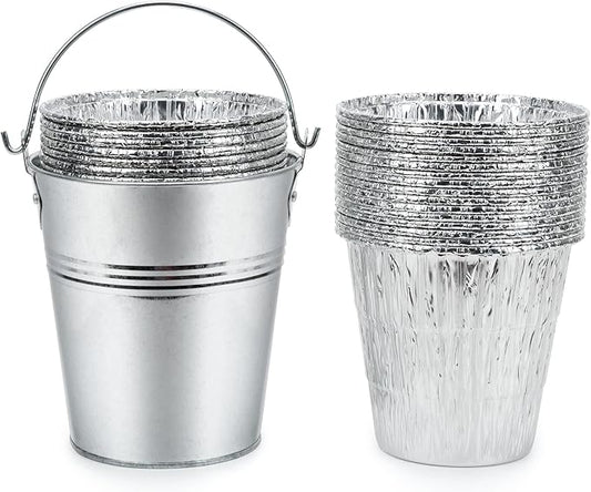 Stanbroil Grill Grease Bucket Replacement with 30-Pack Bucket Liners for Traeger 20/22/34 Series, Pit Boss, Camp Chef, Louisiana, etc Pellet Grill/Smoker, Silver