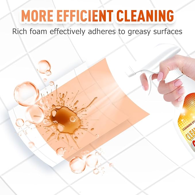 Heavy Duty Degreaser, 2025 New Kitchen Cleaner, Multipurpose Oil Stain Remover, Strong Grill Cleaner for Restaurant, Cleaning Spray for Home Chefs (3)