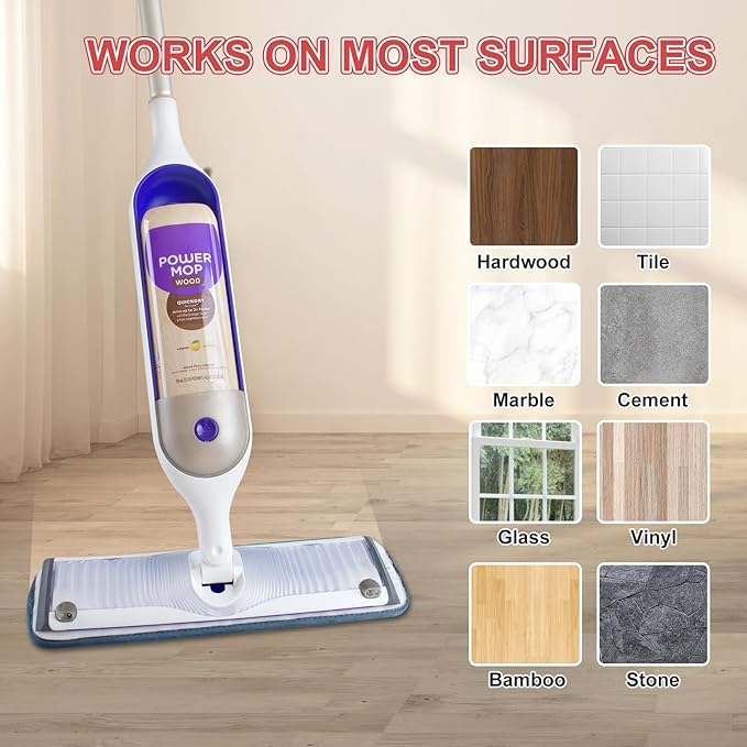 4 Pack Upgraded Reusable Mop Pads Compatible with Swiffer PowerMop, Mopping Pad Compatible with Swiffer Power Mop, Spray Refill for Multi-Surface Floor Cleaning, Reusable Thicker Microfiber Material