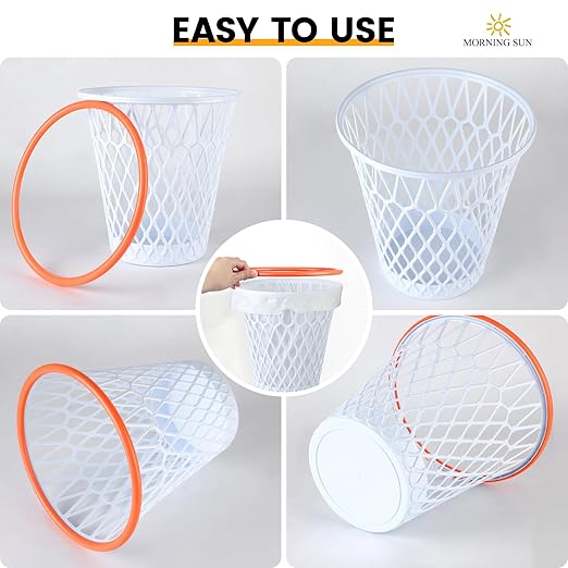 8PCS Basketball Hoop Wastebasket,Basketball Trash Can,Basketball gift,Gym,Basketball-Themed Gift, Garbage Bin, 4.5 Gallon,Basketball Hoop,Garbage Can,Basketball Net Waste Basket for Office,Bedroom