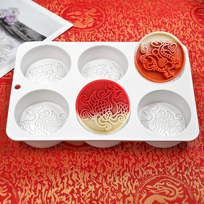TUKE Silicone Mold Dragon and Phoenix Non-Stick Food Grade Silicone Molds for Chocolate, Candy, Jelly, Ice Cube, Cupcake Baking Mould, Muffin Pan (Dragon Phoenix G)