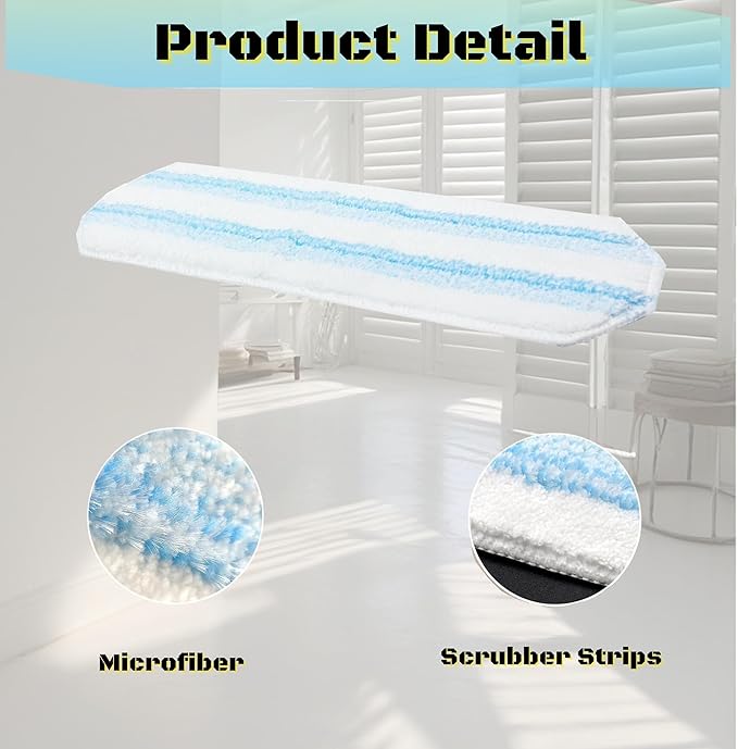 Microfiber Mop Pad Refills-5 Pack Washable Reusable Pads, Fits H2PRO Flat Mop