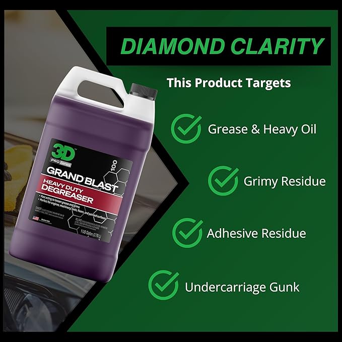 3D Grand Blast Engine Degreaser – Heavy Duty Biodegradable Cleaner for Engines, Wheels, Exhausts & More – Fast-Acting, Non-Staining – Made in USA – 1 Gallon