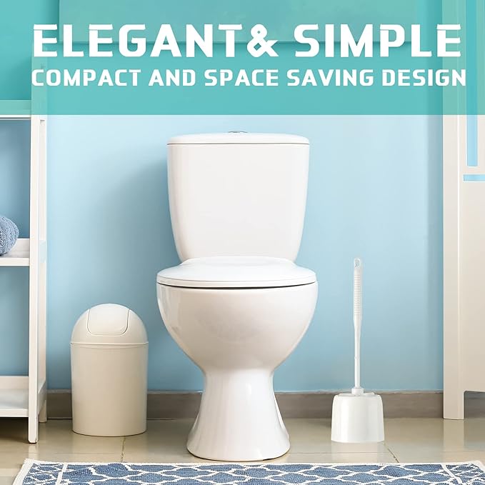 Roshtia 6 Sets Toilet Brush and Holder Set for Bathroom Cleaning Toilet Bowl Brush Scrubber with Caddy for Cleaning, 14.57 Height(White)