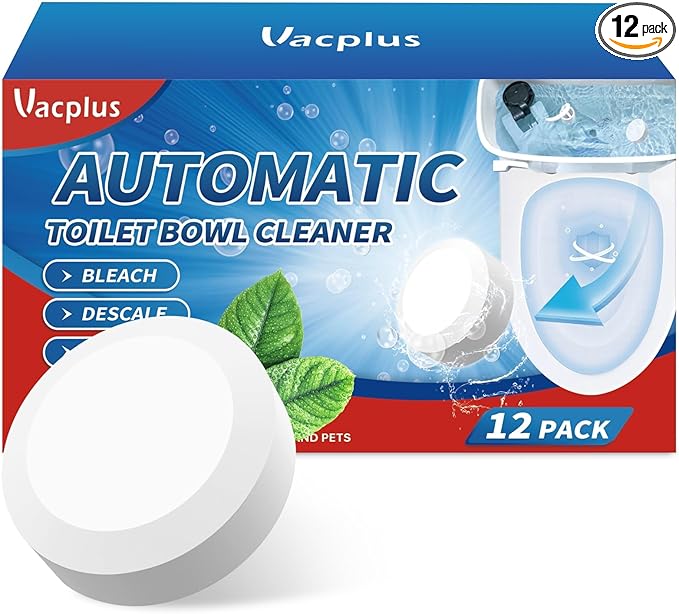 Vacplus Toilet Bowl Cleaners - 12 PACK, Household Toilet Cleaner, Automatic Toilet Bowl Cleaners with Bleach, Sustained-Release Toilet Tank Cleaners for Deodorizing and Descaling, 1.76 Ounces Each