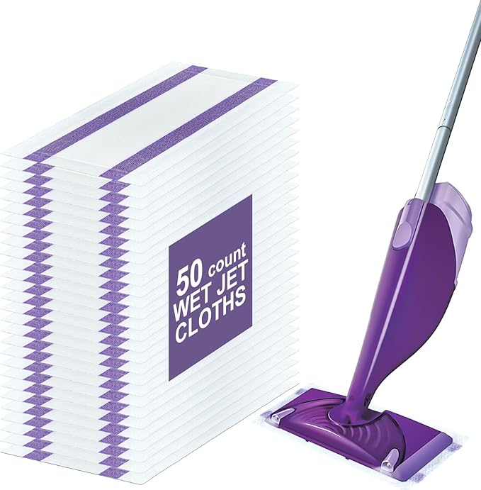 50 Count for Swiffer Wet Jet Pads, Disposable Wet Jet Pads, for Swiffer Wet Pads Refill for Spray Mop, All-Floor Cleaning Pads Safe for Hardwood & Multi-Surface