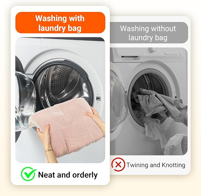 3Pcs Mesh Laundry Bags for Delicates, Durable Organic Cotton Mesh Wash Bags, Sturdy Zipper Laundry Bag for Lingerie, Clothes, Shoes, Socks, Medium